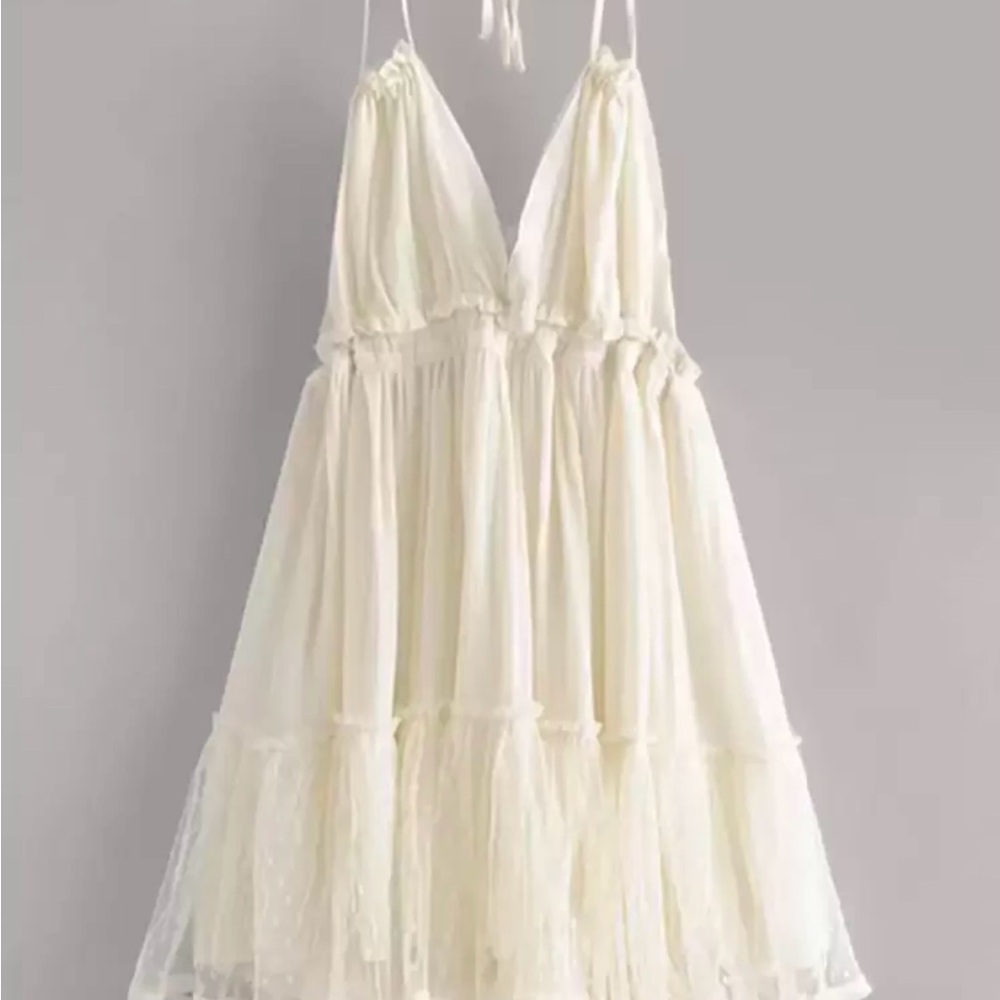 Flowy Cream Spaghetti Strap Dress